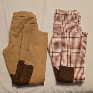 Janie and Jack Tan and Plaid Riding Leggings Set